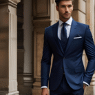 Slim Fit Navy Blue Suit For Men