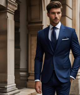 Slim Fit Navy Blue Suit For Men