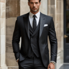 Regular Fit Black Suit for Men