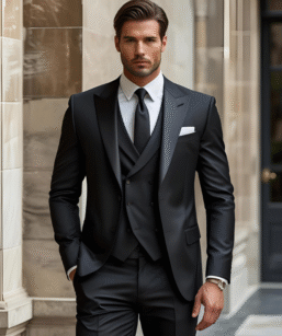 Regular Fit Black Suit for Men
