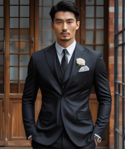 Regular Fit Black Suit for Men