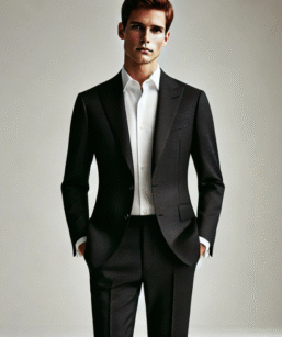 Black color two piece suit for men