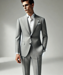 Light grey two piece suit for men