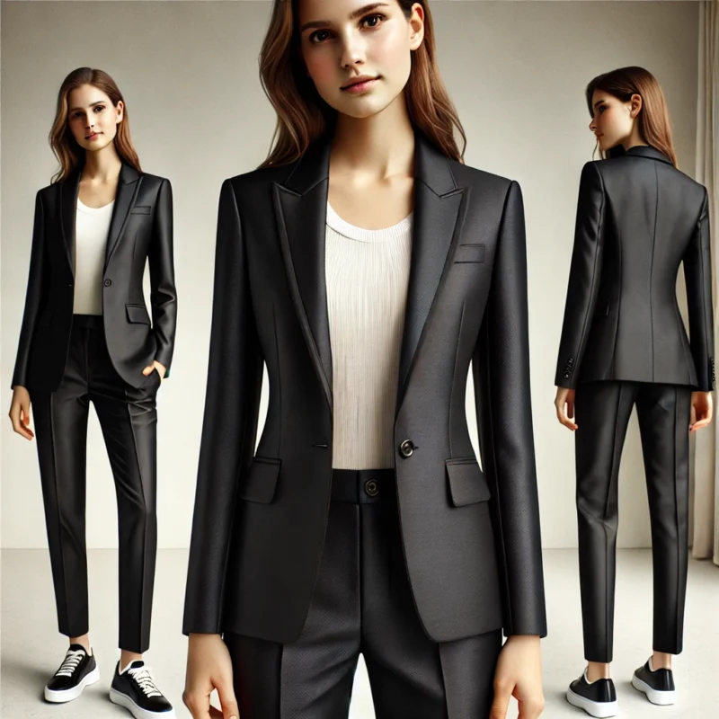 Women's black two piece suit