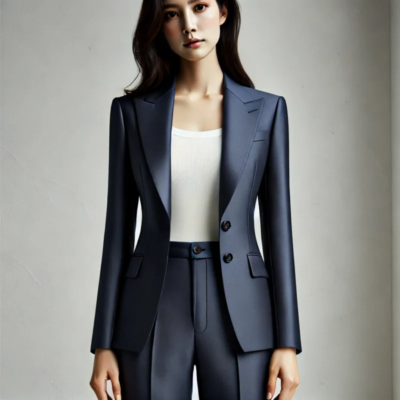Women's navy blue two piece suit