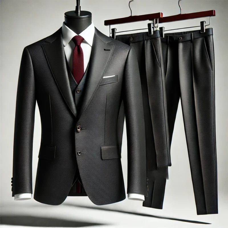 Black color three piece suit