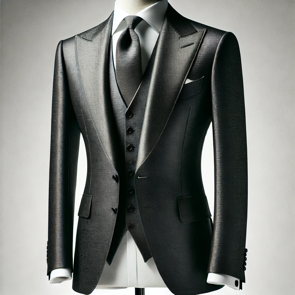 Charcoal peak-lapel wedding suit – Tomford Tailor