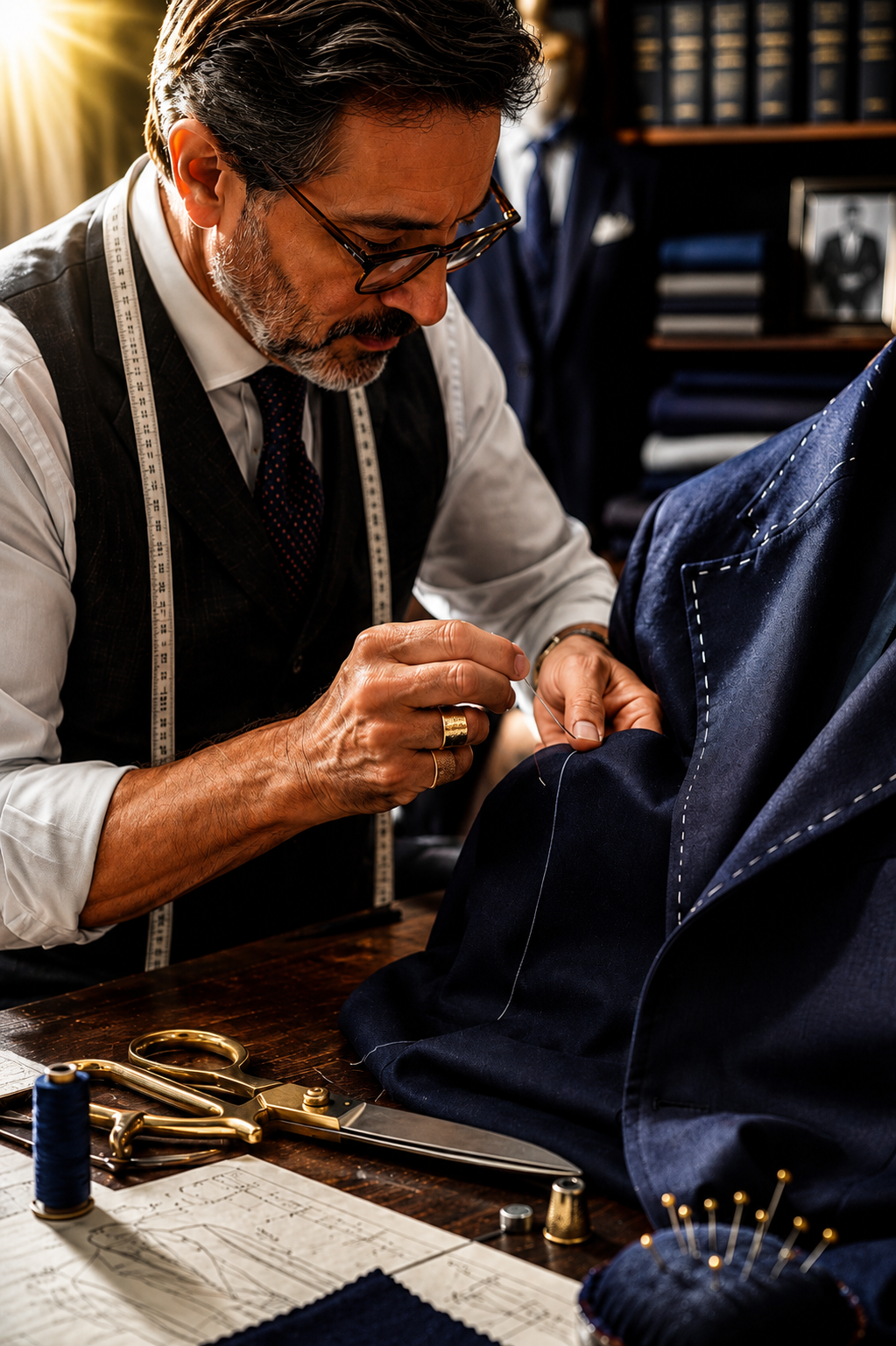 Master Tailor Hand Stitching Luxury Suit
