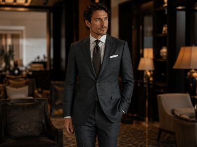 Man wearing a well-fitted bespoke suit showing balanced body proportions