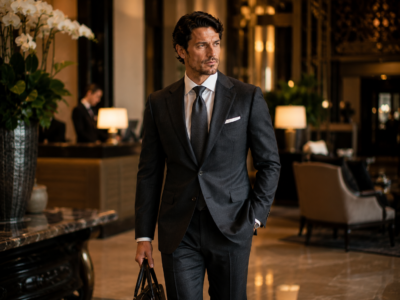 Elegant businessman wearing classic tailored menswear