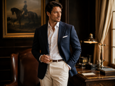 Well-dressed gentleman wearing a tailored blazer and classic menswear