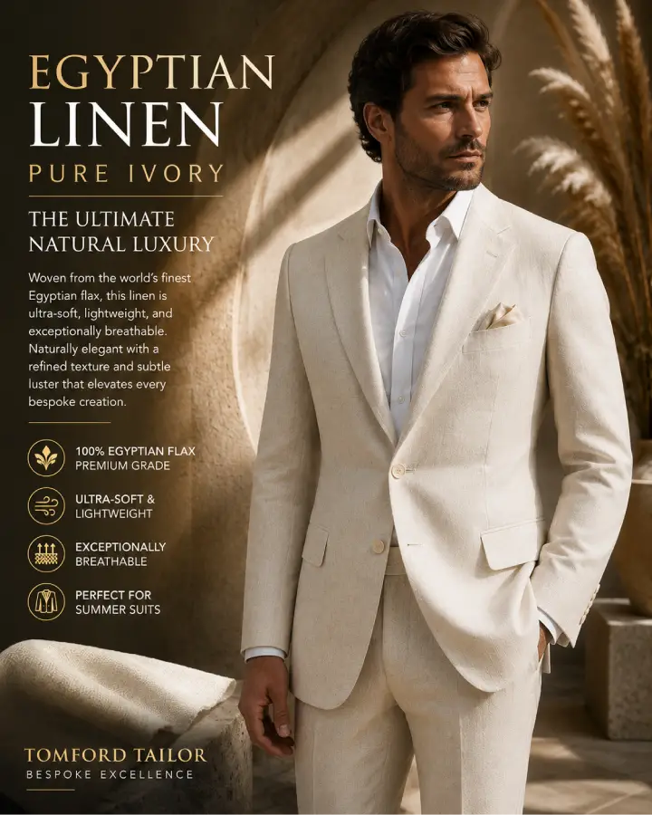 Egyptian Linen Pure Ivory Premium Linen Suit