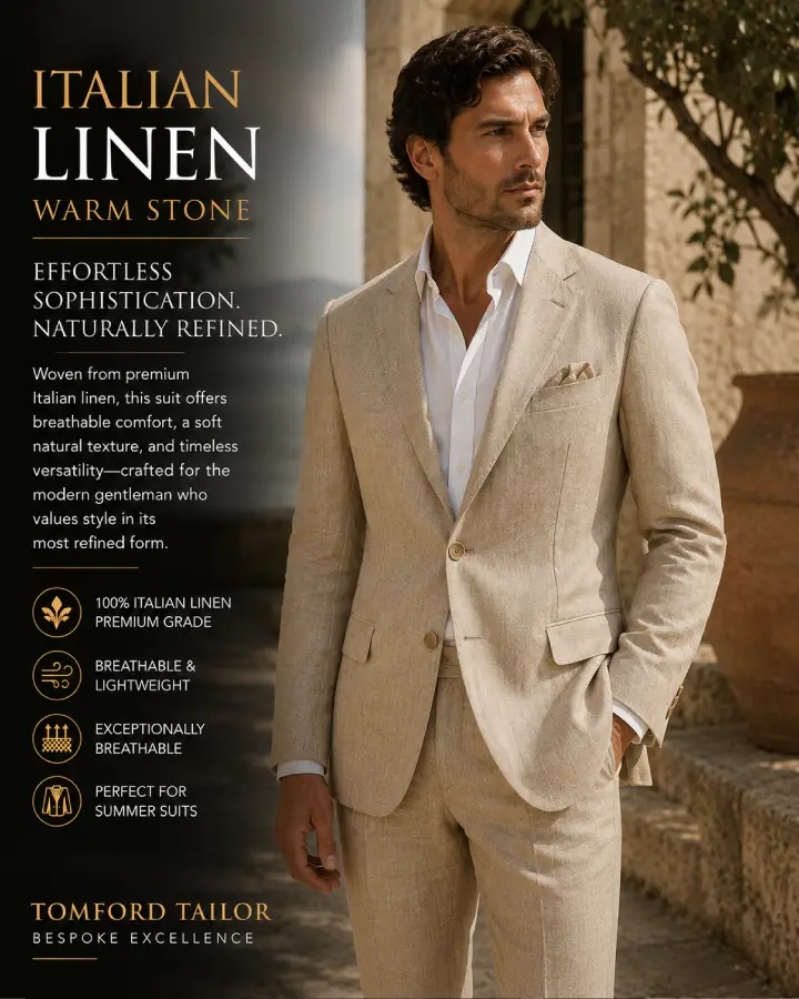 Italian Linen Warm Stone Premium Linen Suit
