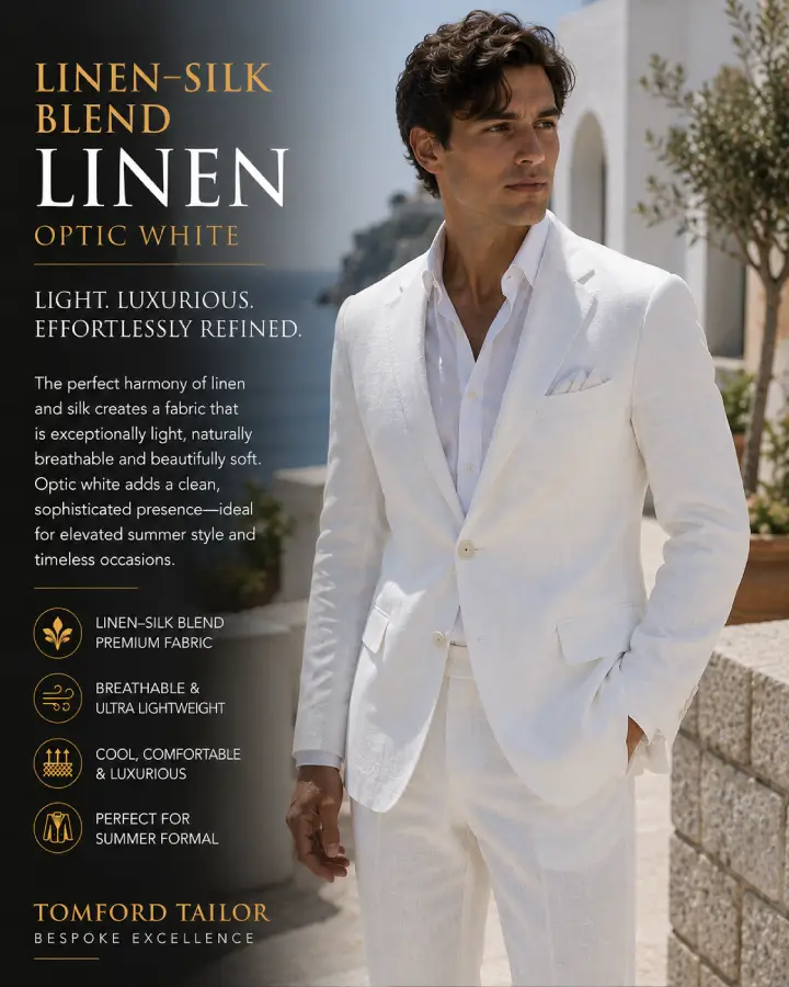 Linen Silk Blend Optic White Premium Linen Suit