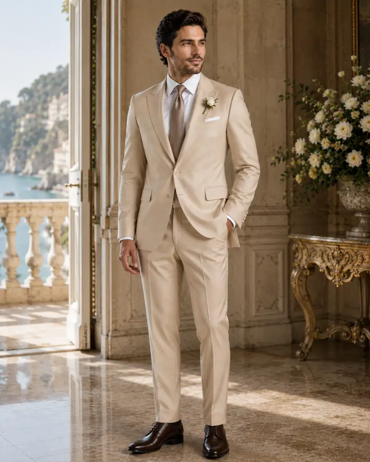 The Riviera - Champagne Bespoke Wedding Suit