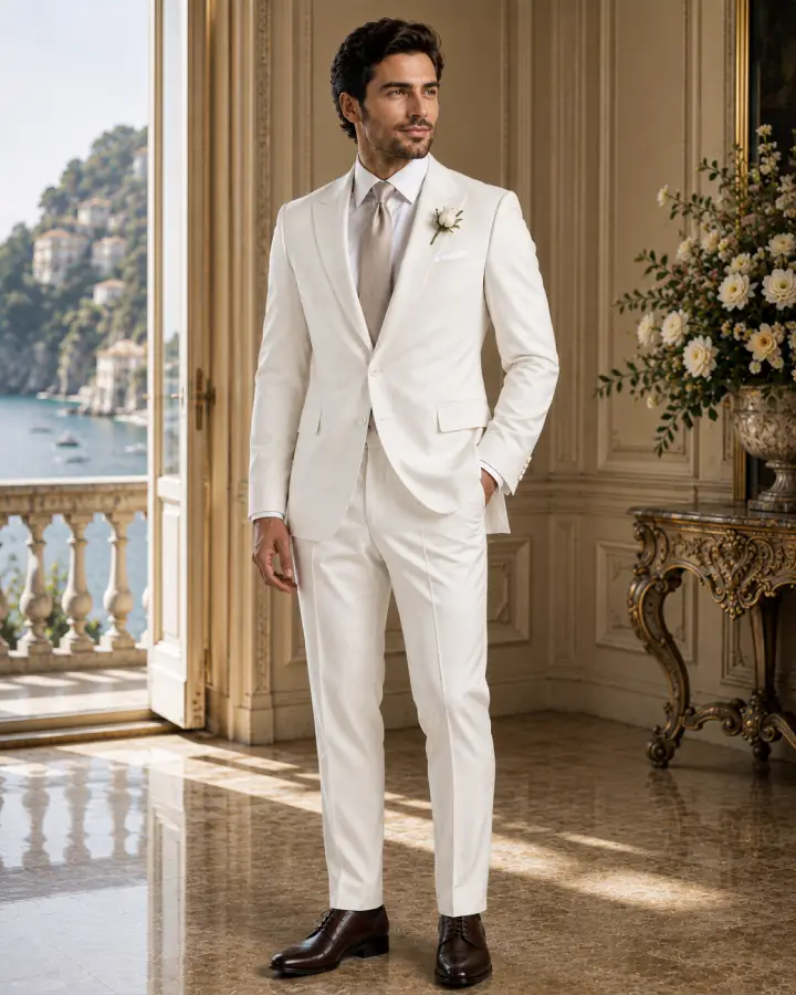The Monaco - Off White Bespoke Wedding Suit