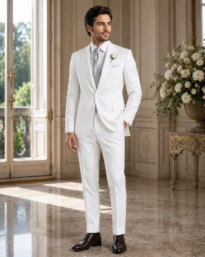 The Kensington - White Bespoke Wedding Suit