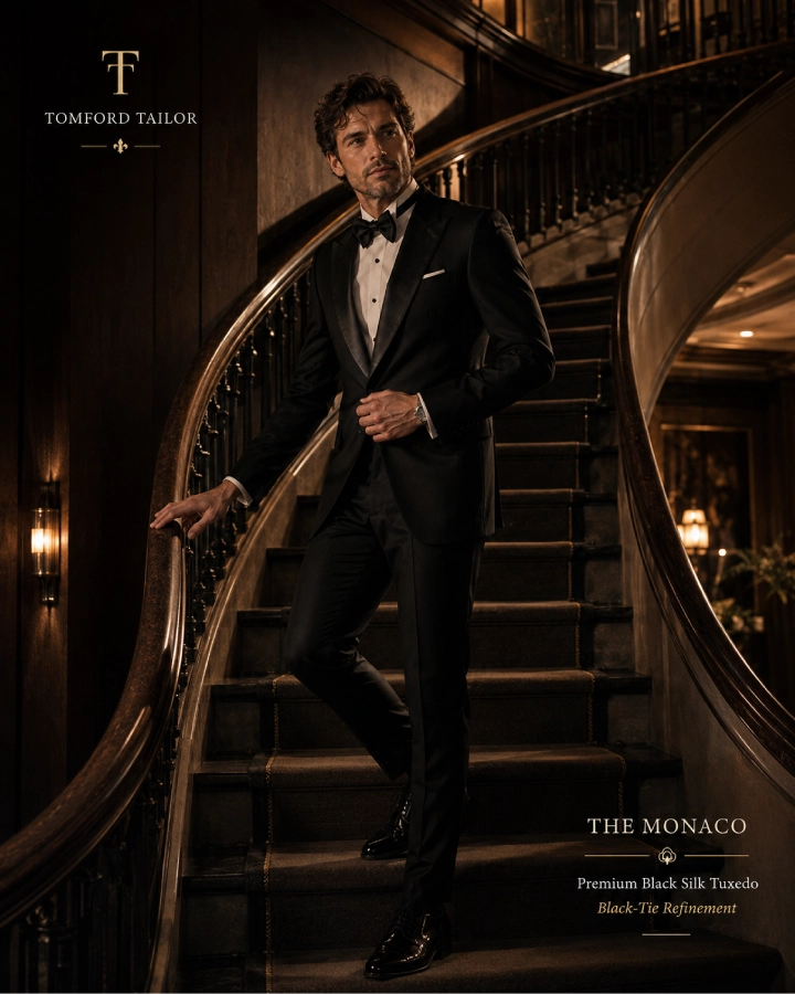 The Monaco Premium Black Silk Tuxedo