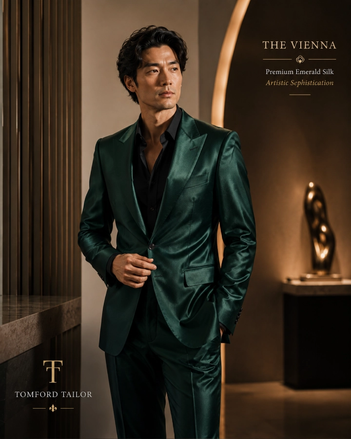 The Vienna Premium Emerald Silk Suit