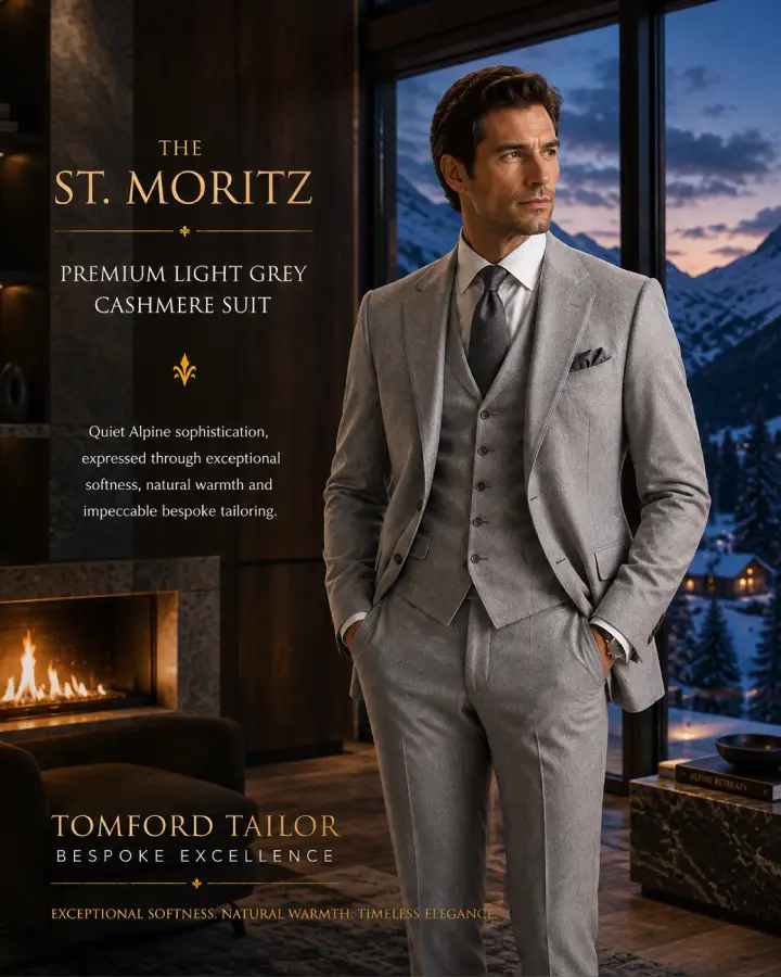 The St. Moritz - Premium Light Grey Cashmere Suit