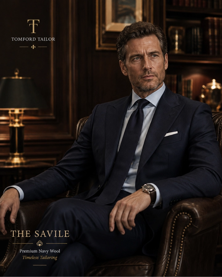 The Savile Premium Navy Wool Suit