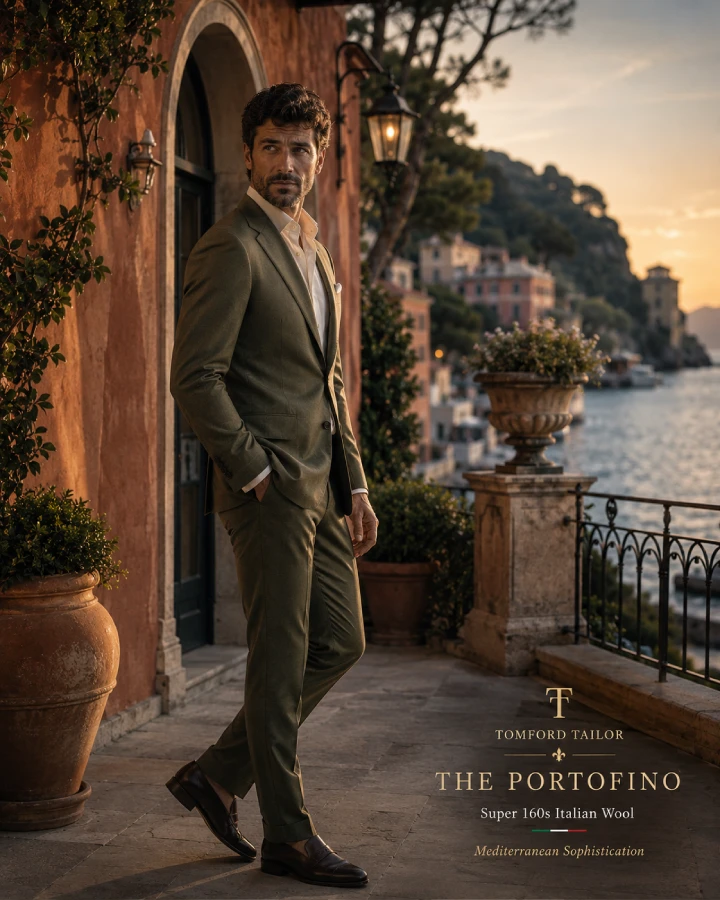 The Portofino Premium Olive Italian Suit