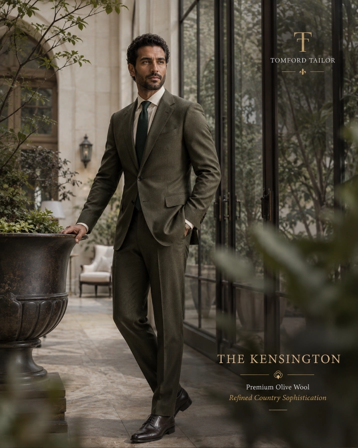The Kensington Premium Olive Wool Suit