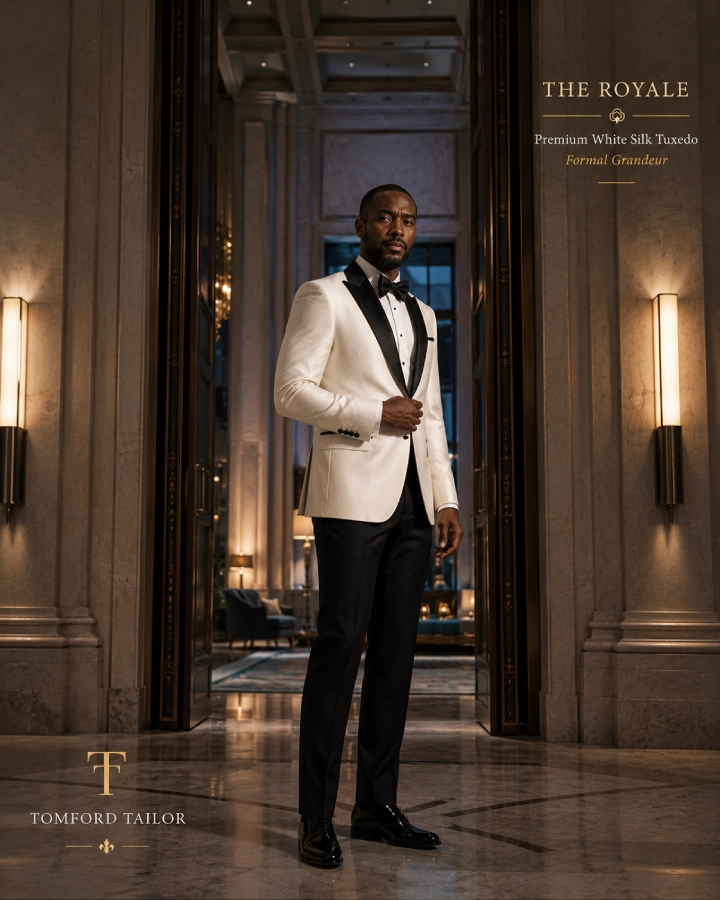 The Royale Premium White Silk Tuxedo