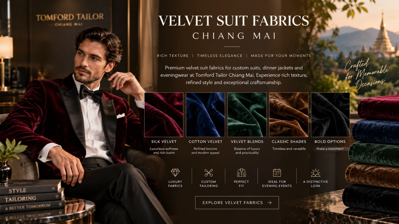 Exceptional Velvet Suit Fabrics Chiang Mai | Luxury Tailoring at Tomford Tailor